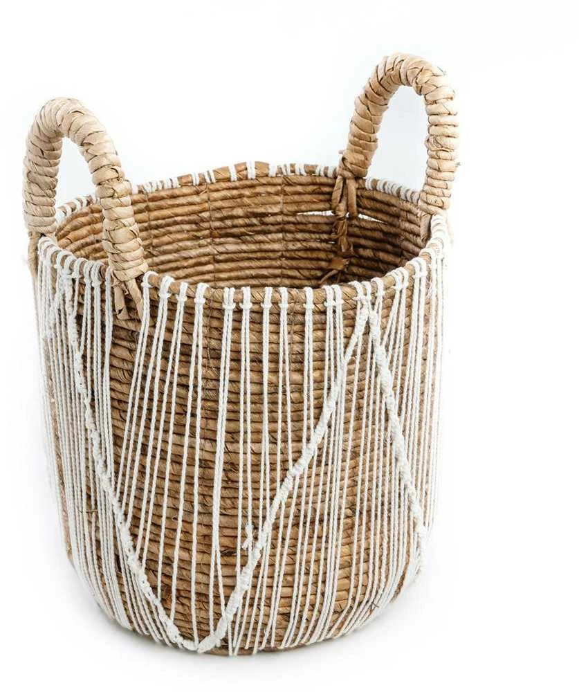 Bazaar Krepšys, Tiesi siūlai Makrame technika, 0,35x0,35x0,45 m, Jūros žolė