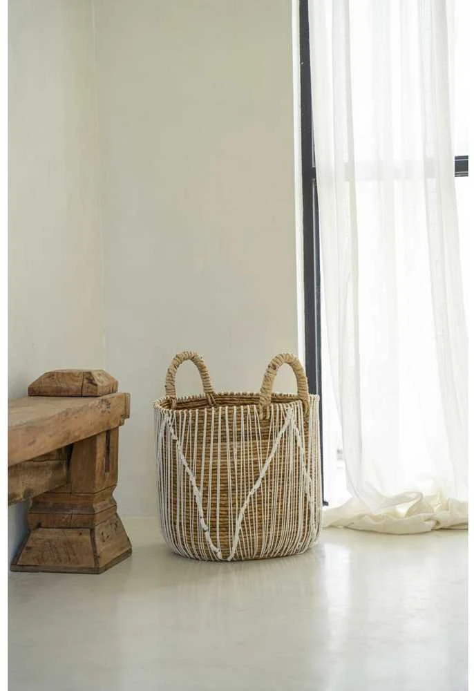 Bazaar Krepšys, Tiesi siūlai Makrame technika, 0,35x0,35x0,45 m, Jūros žolė