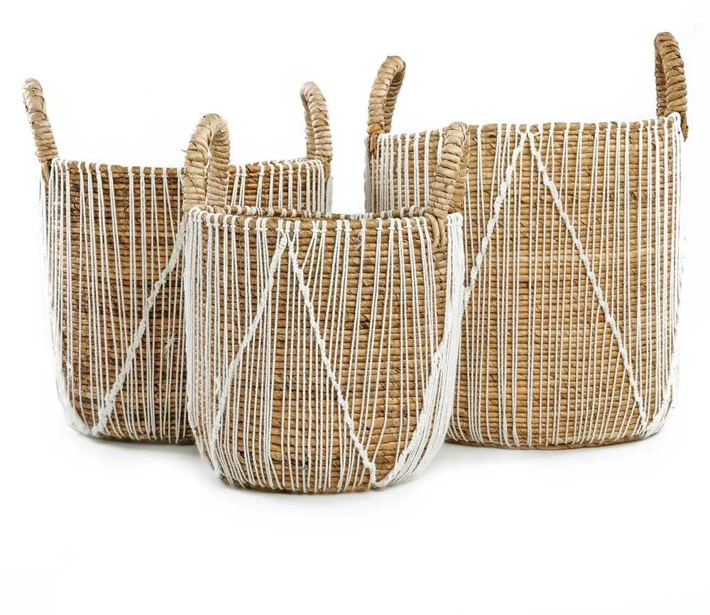 Bazaar Krepšys, Tiesi siūlai Makrame technika, 0,35x0,35x0,45 m, Jūros žolė
