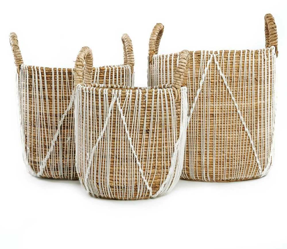 Bazaar Krepšys, Tiesi siūlai Makrame technika, 0,35x0,35x0,45 m, Jūros žolė