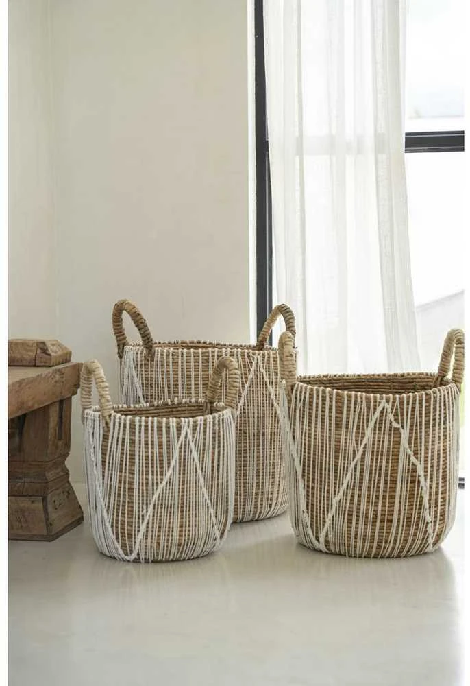 Bazaar Krepšys, Tiesi siūlai Makrame technika, 0,35x0,35x0,45 m, Jūros žolė