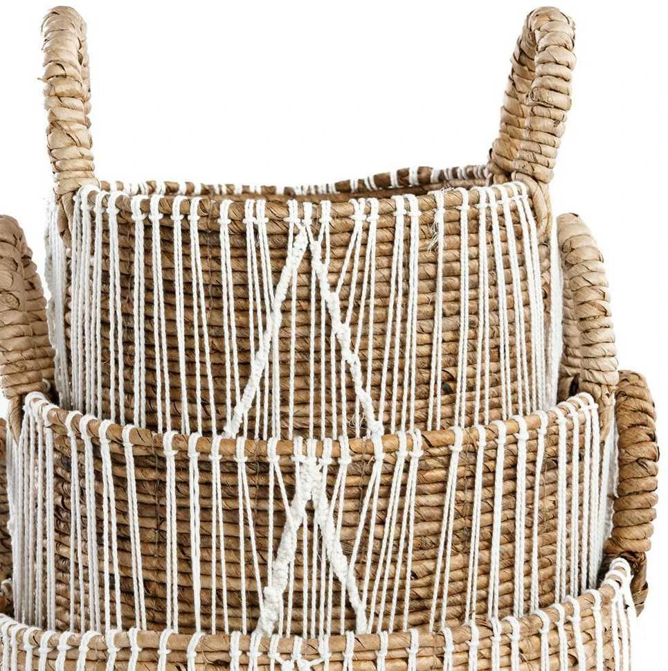 Bazaar Krepšys, Tiesi siūlai Makrame technika, 0,35x0,35x0,45 m, Jūros žolė