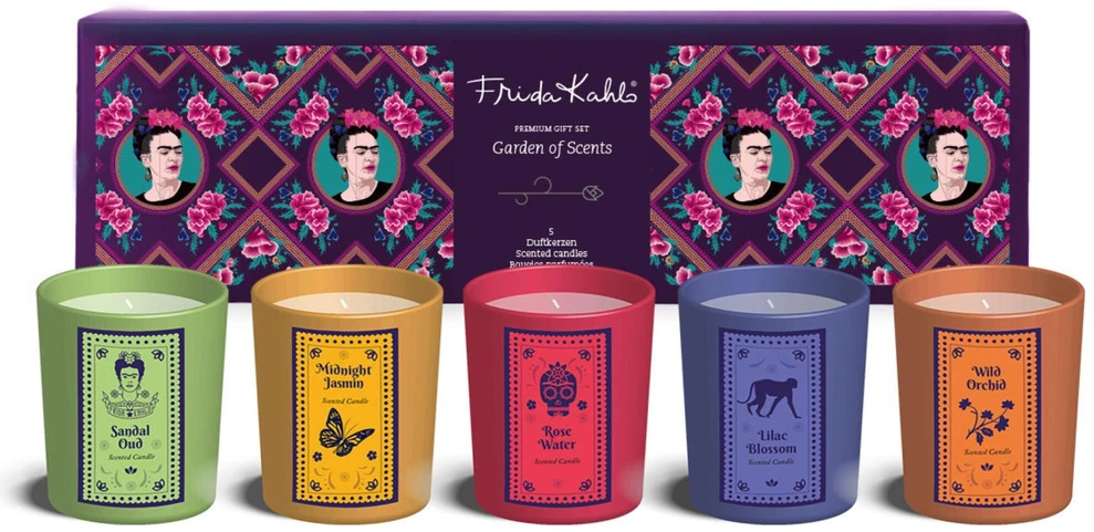 Kvapniųjų žvakių dovanų rinkinys Frida Kahlo, 5 vnt.