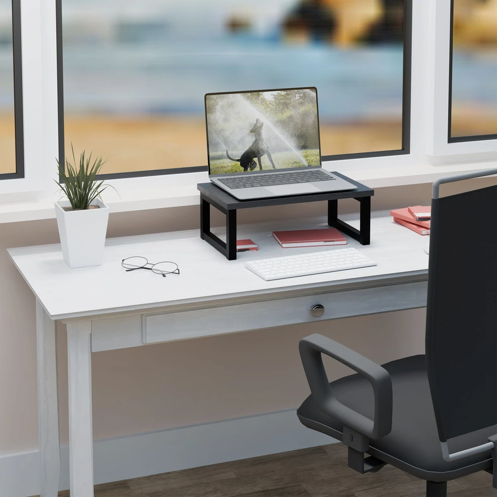 Laikiklis Relaxdays Monitoriaus stovėtojas, pramoninio stiliaus, 15x40x23 cm, juodas