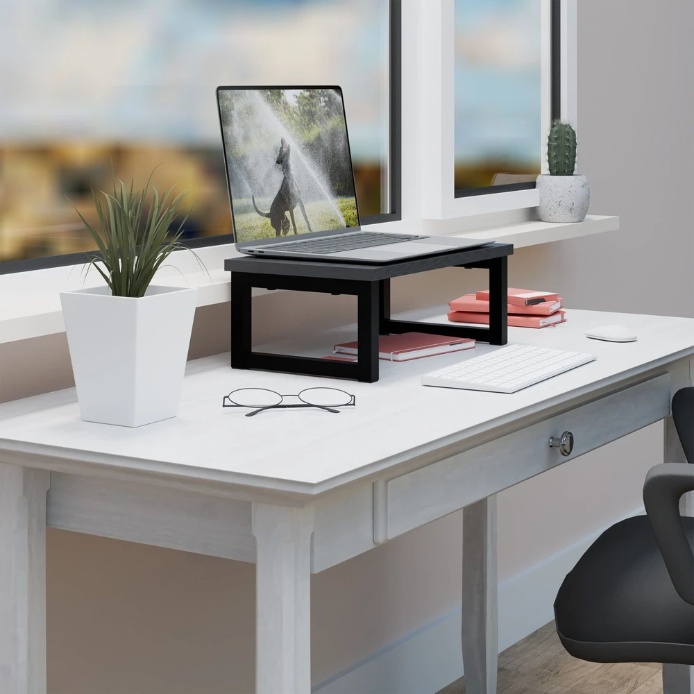 Laikiklis Relaxdays Monitoriaus stovėtojas, pramoninio stiliaus, 15x40x23 cm, juodas