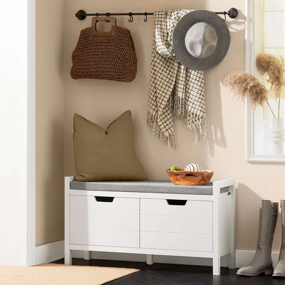 Laikymo suoliukas, SoBuy FSR63-II-W, 91x30x50 cm, baltas