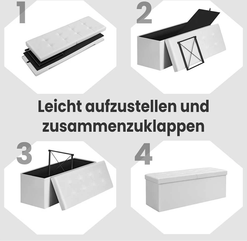 Songmics Pufas su daiktadėže, 110x38x38 cm, 300 kg talpa