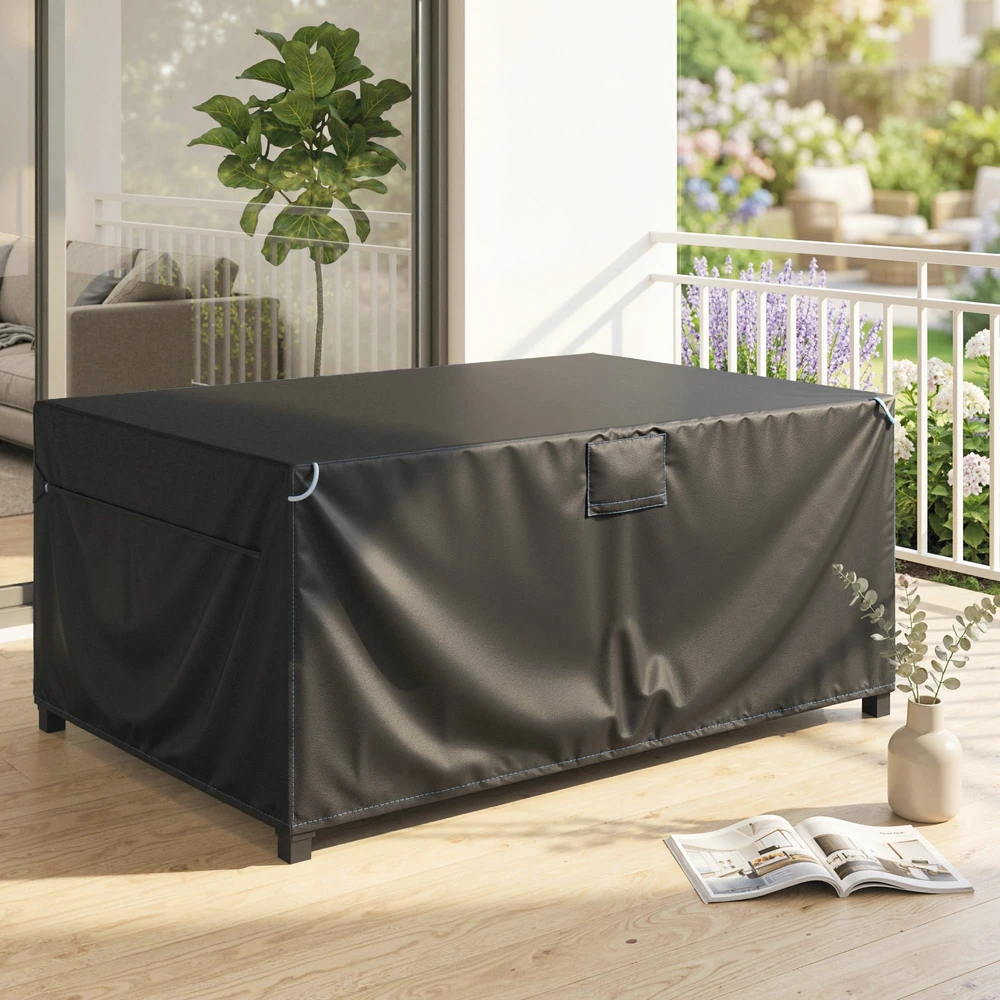 Aosom Apsauginis užvalkalas lauko baldams 180x120x74 cm, juodos spalvos Oxford audinys