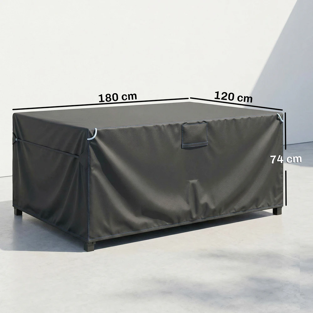 Aosom Apsauginis užvalkalas lauko baldams 180x120x74 cm, juodos spalvos Oxford audinys