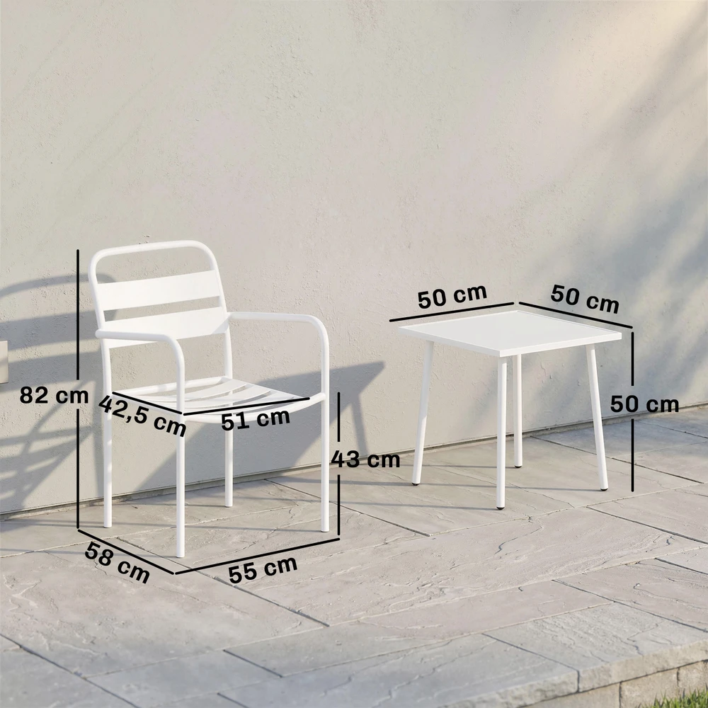 Lauko baldų komplektas Aosom Bistro komplektas 55x58x82 cm Baltas metalas