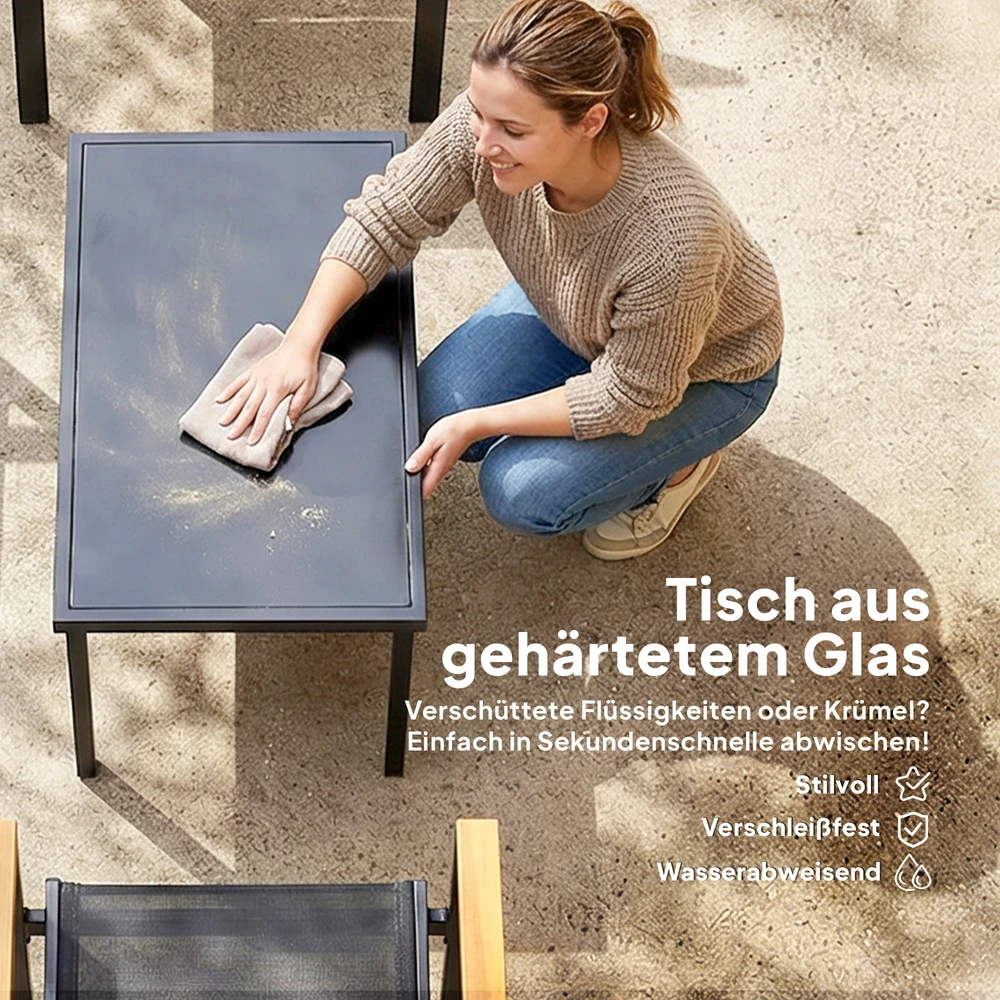 Lauko baldų komplektas Aosom Sodo baldų komplektas 110x63,5x84 cm Juodas metalas