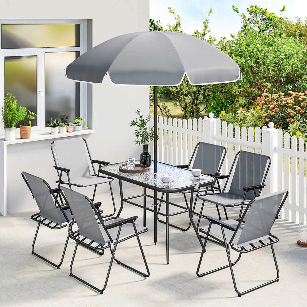 Lauko baldų komplektas Aosom Sodo baldų komplektas 119x68x70 cm Pilka plienas