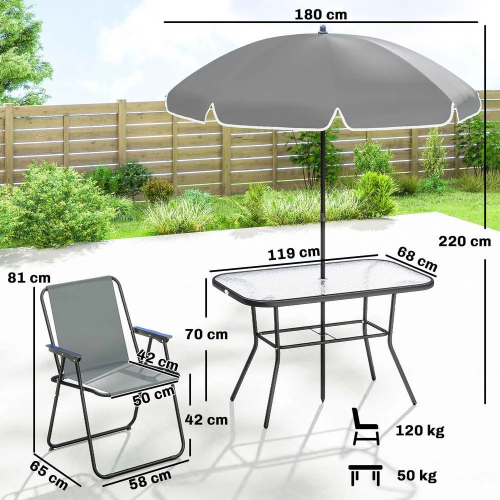 Lauko baldų komplektas Aosom Sodo baldų komplektas 119x68x70 cm Pilka plienas