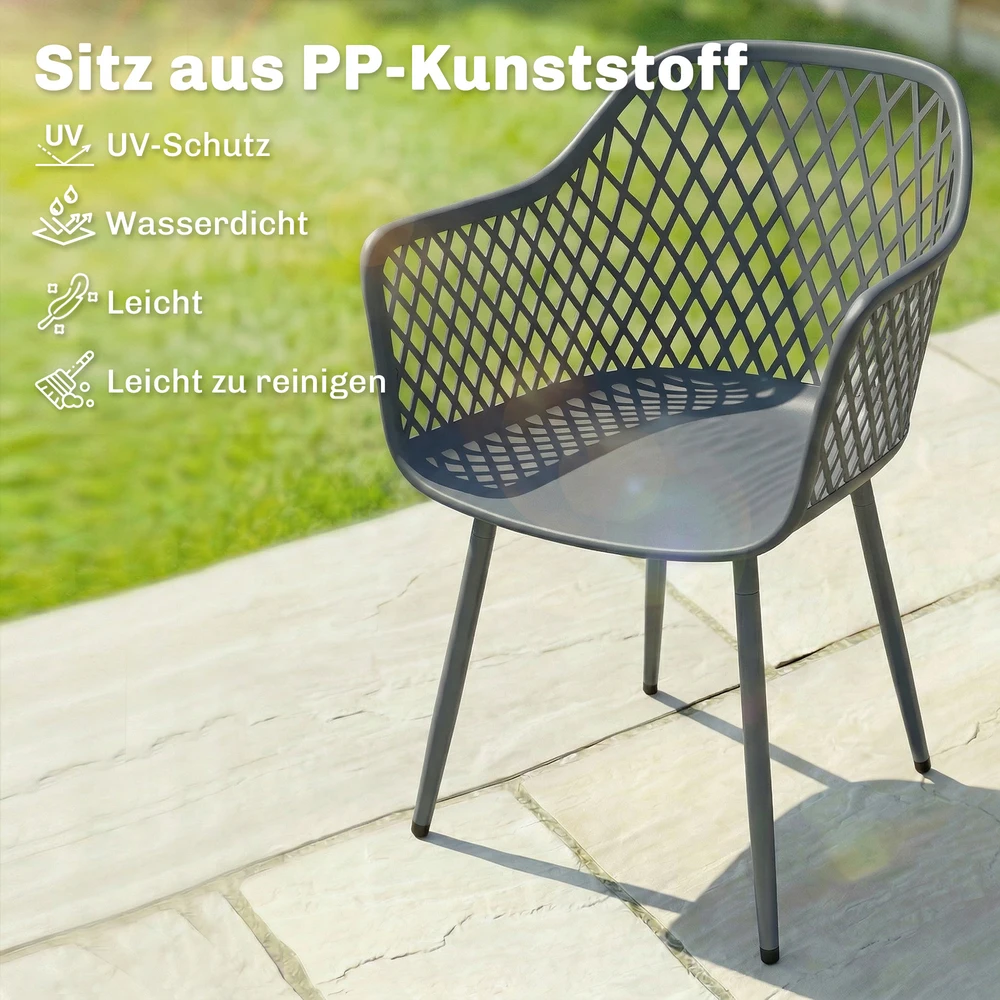 Lauko baldų komplektas Aosom Sodo kėdžių komplektas 56x51x84 cm Tamsiai pilka Plastikas