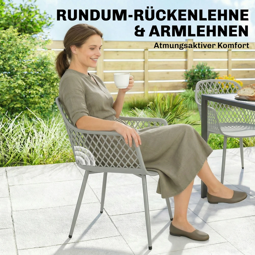 Lauko baldų komplektas Aosom Sodo kėdžių komplektas 56x51x84 cm Pilka Plastikas
