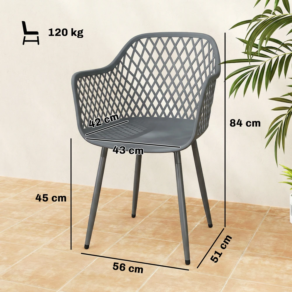 Lauko baldų komplektas Aosom Sodo kėdžių komplektas 56x51x84 cm Tamsiai pilka Plastikas