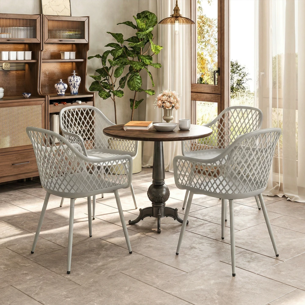 Lauko baldų komplektas Aosom Sodo kėdžių komplektas 56x51x84 cm Pilka Plastikas