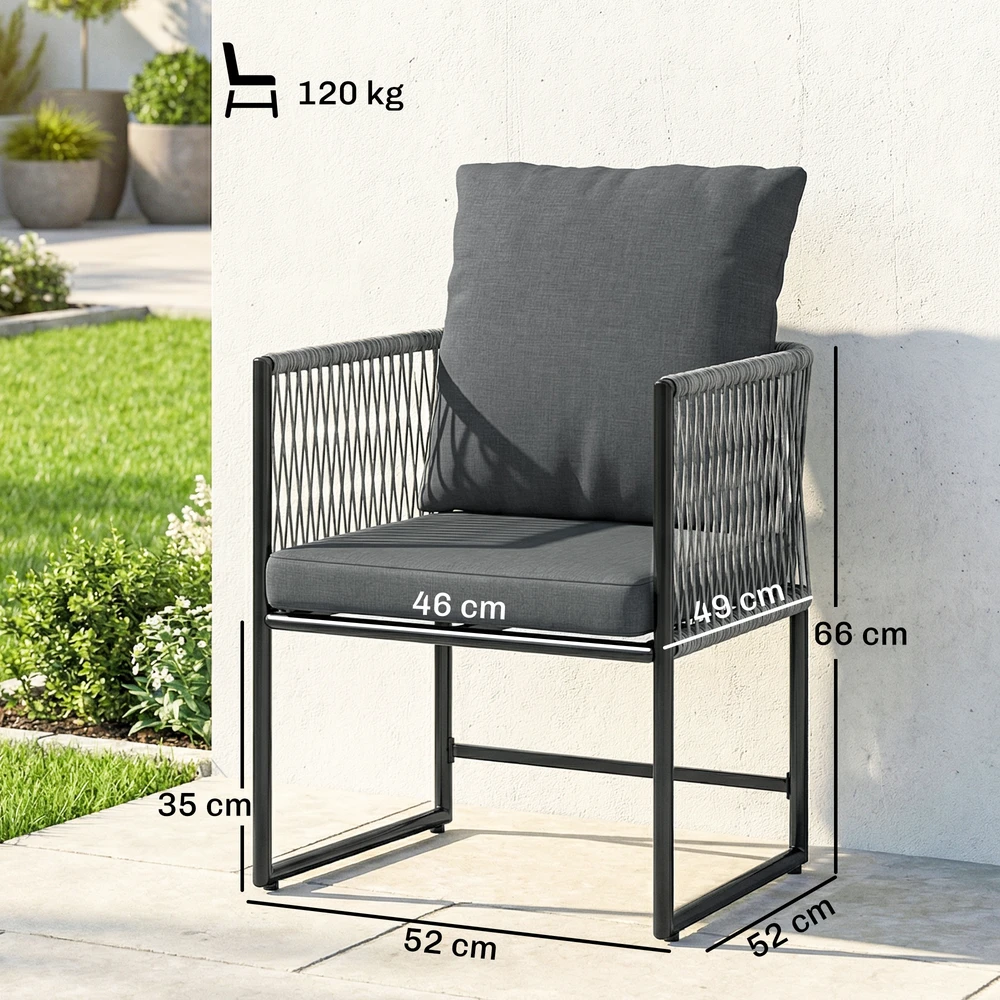 Lauko baldų komplektas Aosom Sodo kėdžių komplektas 52x52x66 cm Tamsiai pilka Plienas ir PE ratanas