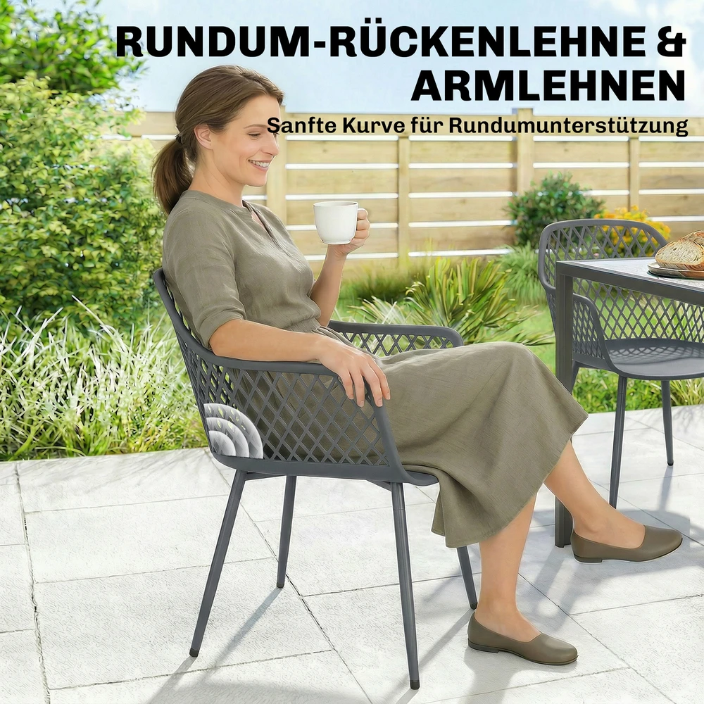 Lauko baldų komplektas Aosom Sodo kėdžių komplektas 56x51x84 cm Tamsiai pilka Plastikas