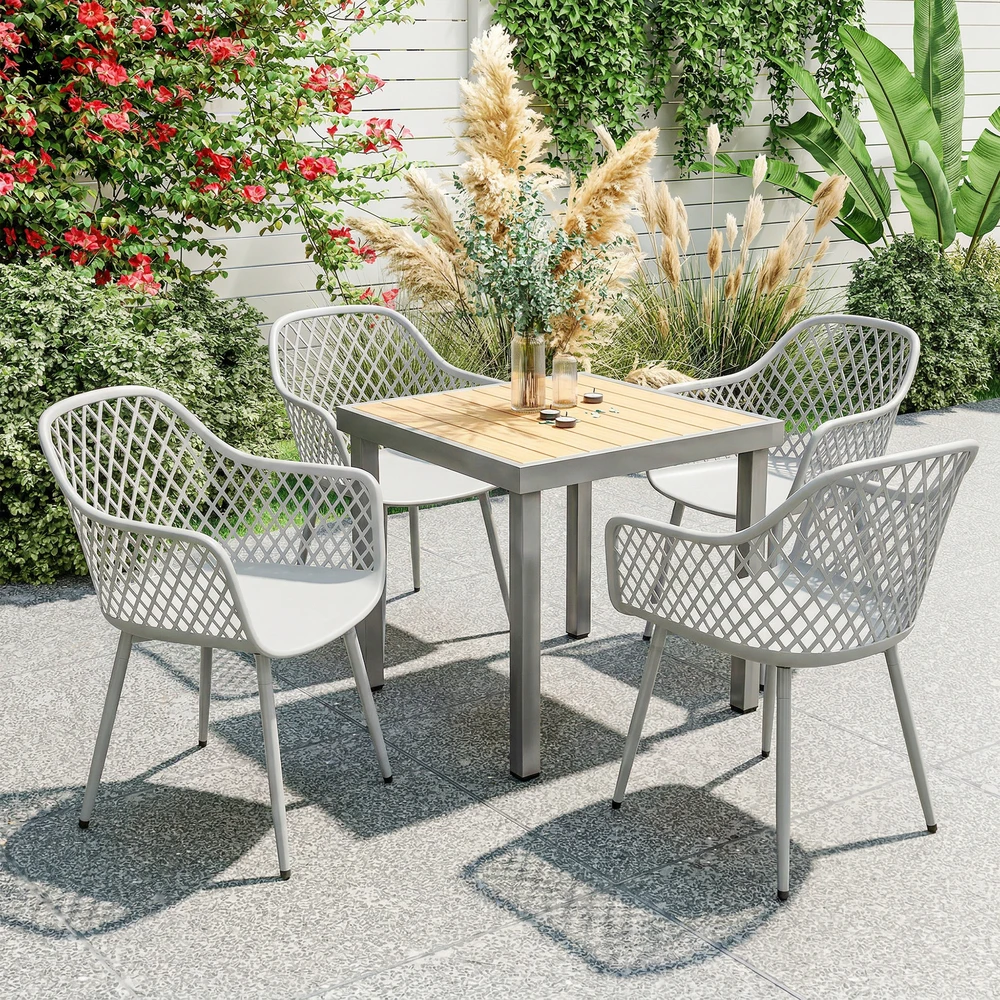 Lauko baldų komplektas Aosom Sodo kėdžių komplektas 56x51x84 cm Pilka Plastikas