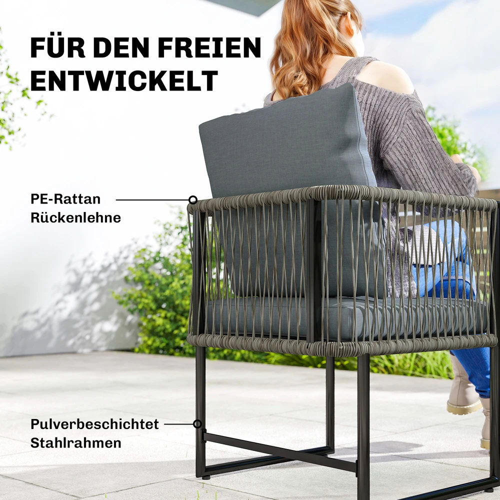 Lauko baldų komplektas Aosom Sodo kėdžių komplektas 52x52x66 cm Tamsiai pilka Plienas ir PE ratanas