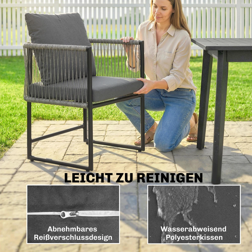 Lauko baldų komplektas Aosom Sodo kėdžių komplektas 52x52x66 cm Tamsiai pilka Plienas ir PE ratanas