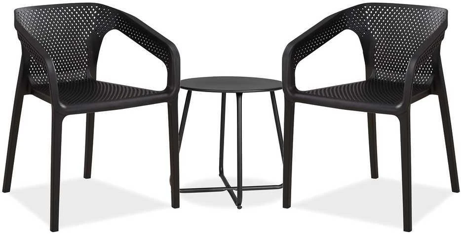 Lauko baldų komplektas Homestyle4U Sodo baldų komplektas, 154,5x74,5x54 cm, juoda