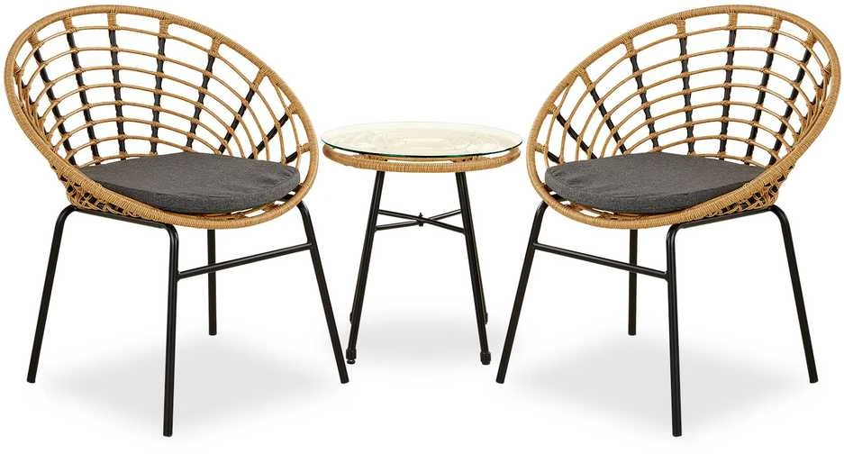 Lauko baldų komplektas Homestyle4U Sodo baldų komplektas, 68x77,5x55 cm, ruda, juoda