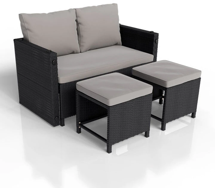 Lauko baldų komplektas Juskys Sodo baldų komplektas Jamaika 2-in-1 juoda/pilka
