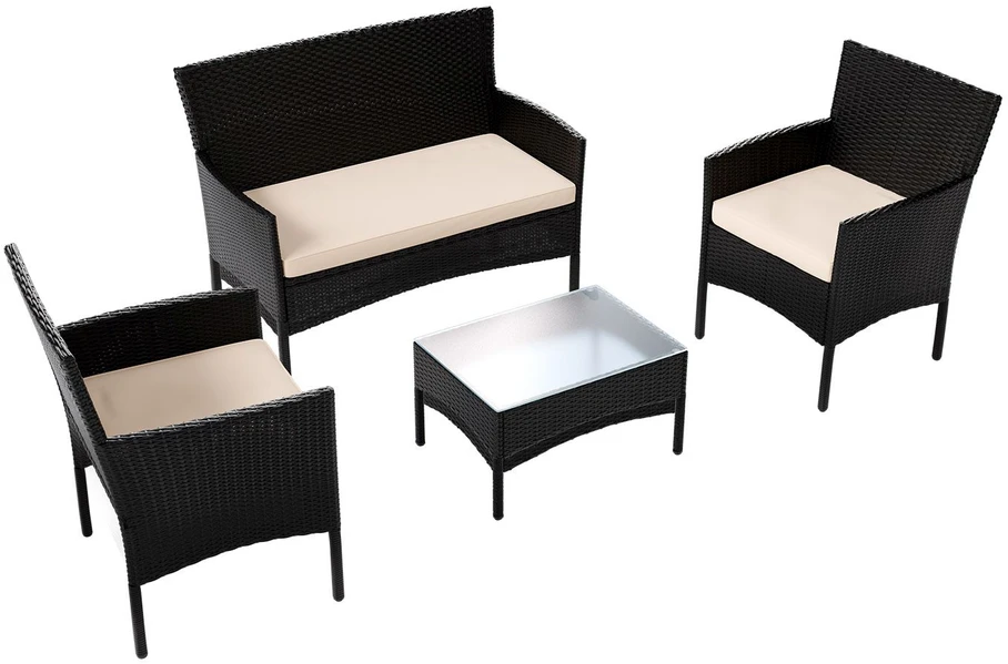 Lauko baldų komplektas Juskys Sodo baldų komplektas Homestar Fort Myers 4 dalių juoda/kremiškai balta