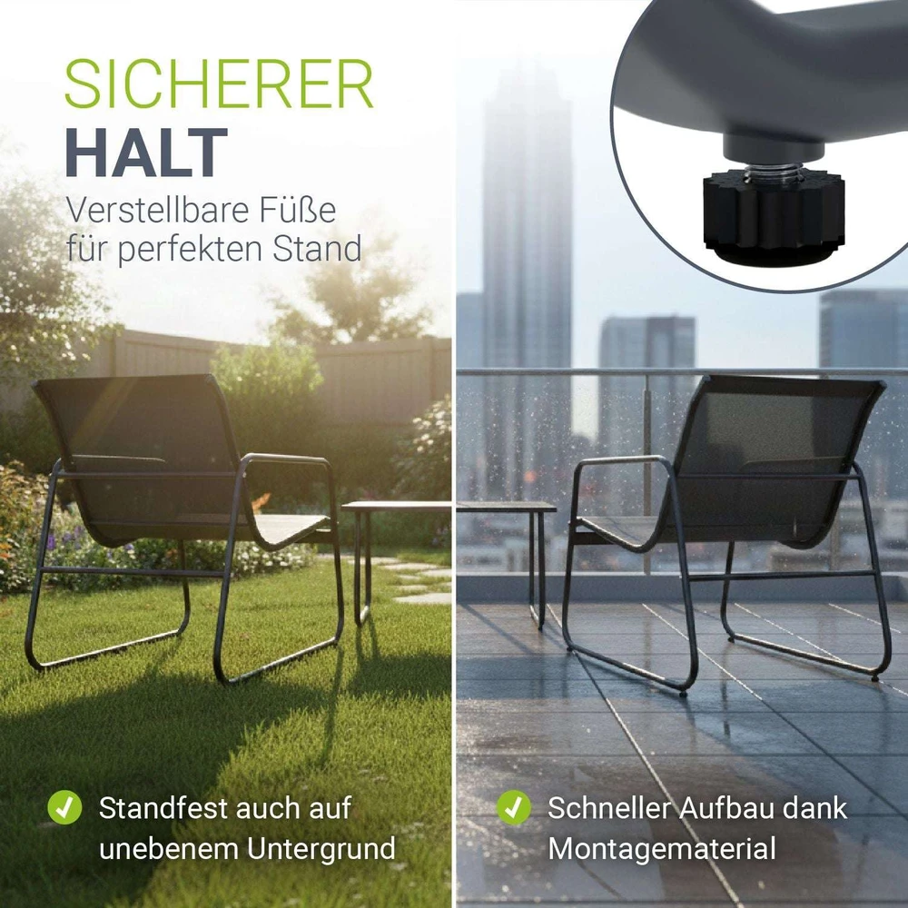 Lauko baldų komplektas Juskys Sodo baldų komplektas Genua antracito spalvos