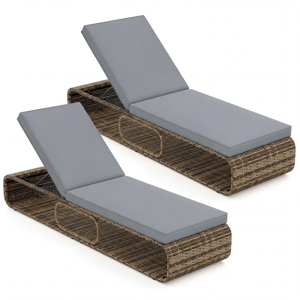 Lauko baldų komplektas Promotions Gultas su komplektu 185x65x26-86 cm Pilkas Rotangas Reguliuojamas