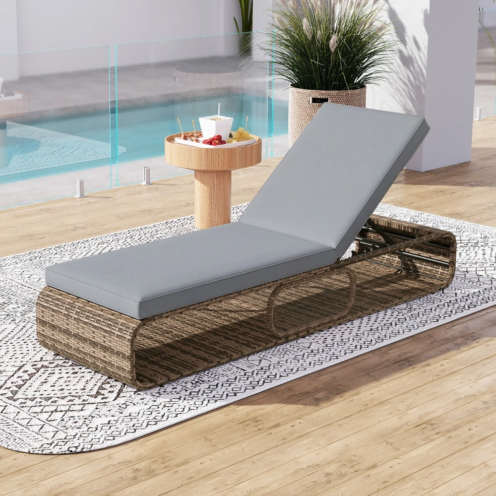 Lauko baldų komplektas Promotions Gultas su komplektu 185x65x26-86 cm Pilkas Rotangas Reguliuojamas