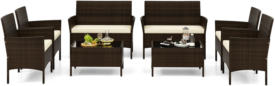 Lauko baldų komplektas Promotions Lauko poilsio baldų komplektas 100.3x57.2x81.3 cm, smėlio spalvos, rotangas