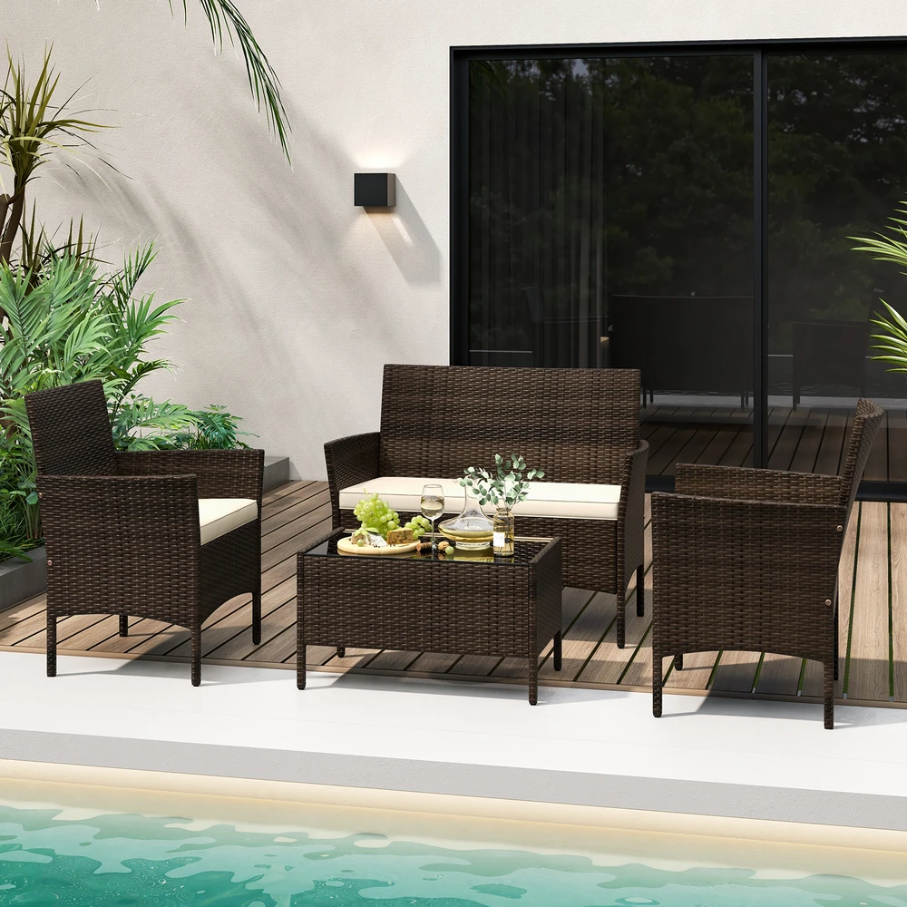 Lauko baldų komplektas Promotions Lauko poilsio baldų komplektas 100.3x57.2x81.3 cm, smėlio spalvos, rotangas