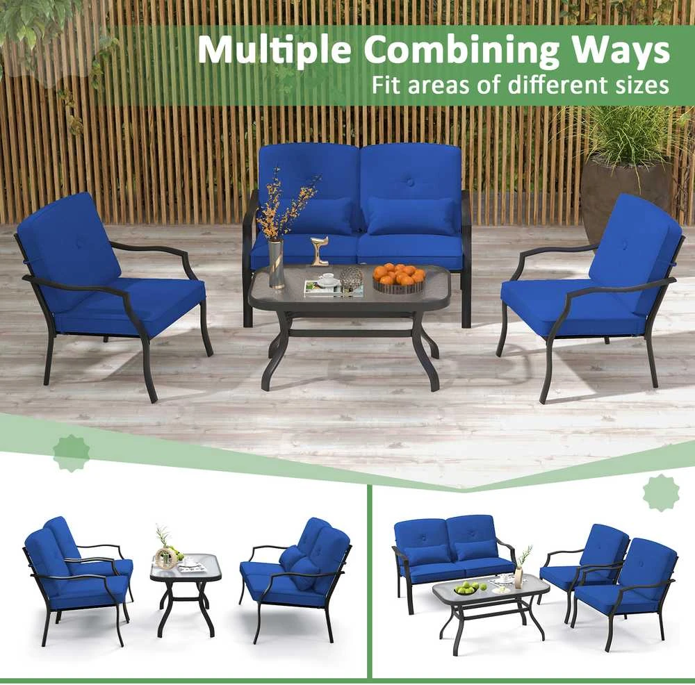 Lauko baldų komplektas Promotions Lauko pokalbių komplektas, 121.9x76.2x73.7 cm dvivietė sofa, 66x76.2x73.7 cm vienvietė kėdė, 96.5x55.9x49.5 cm kavos staliukas, Juoda, Pilka