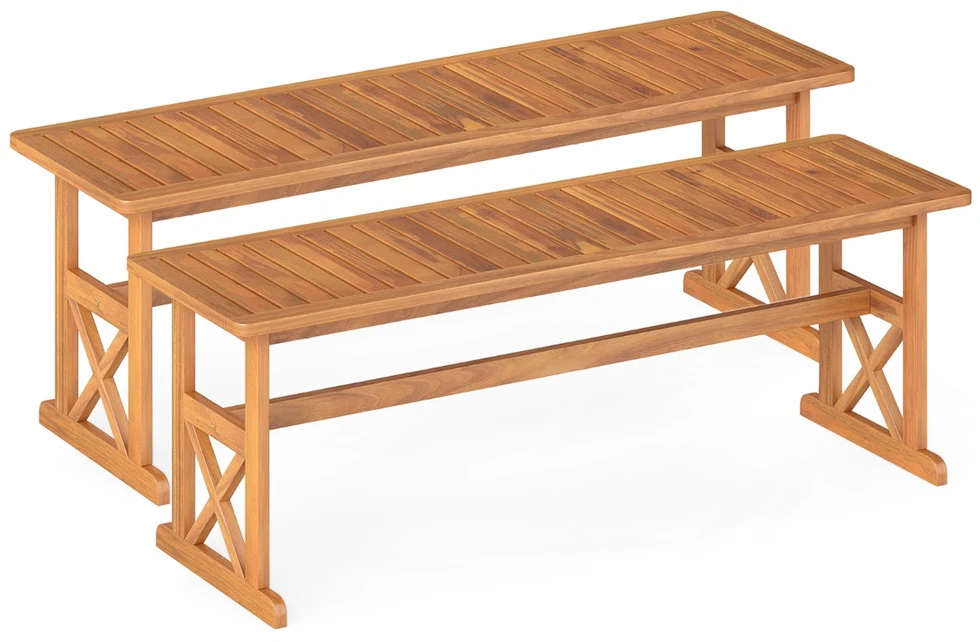Lauko baldų komplektas Promotions Lauko suoliukų komplektas 35x130x45 cm Natūrali akacijos mediena