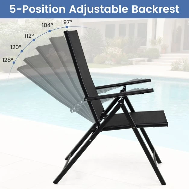 Lauko baldų komplektas Promotions Lauko sulankstomos kėdės rinkinys 79x57x80 cm juodos spalvos audinys