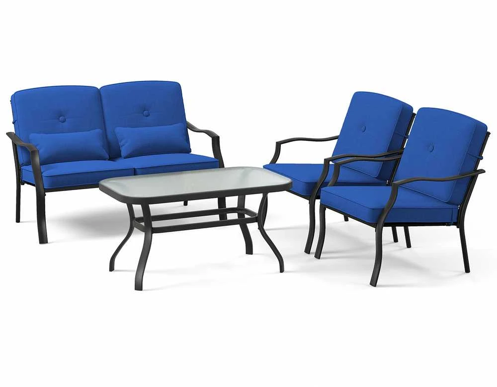 Lauko baldų komplektas Promotions Lauko pokalbių komplektas, 121.9x76.2x73.7 cm dvivietė sofa, 66x76.2x73.7 cm vienvietė kėdė, 96.5x55.9x49.5 cm kavos staliukas, Juoda, Pilka