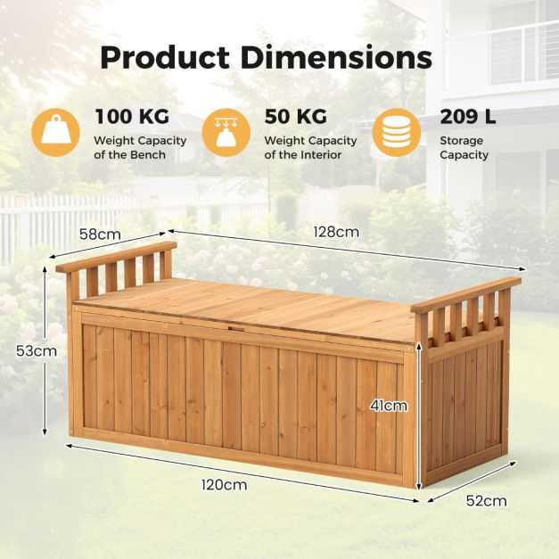 Lauko baldų komplektas Promotions Lauko saugojimo suolas, 128x58x53 cm, natūralus