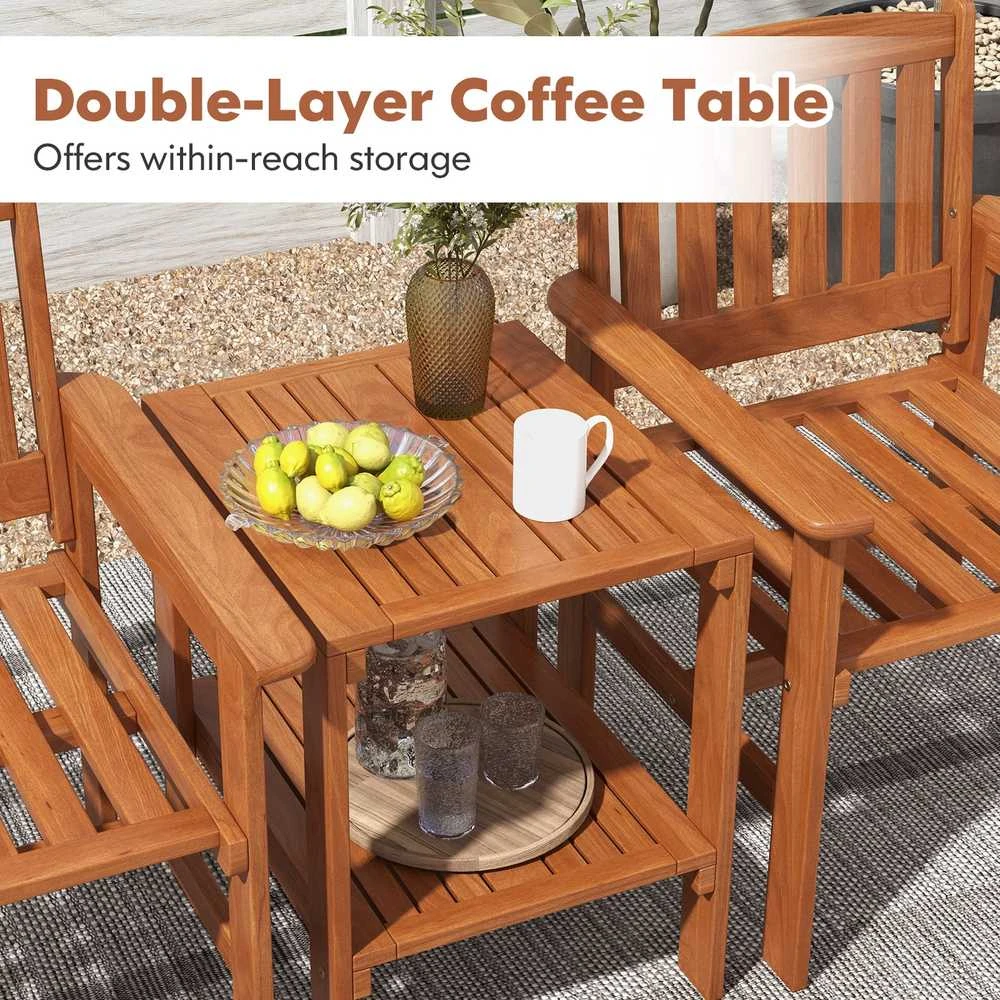 Lauko baldų komplektas Promotions Lauko bistro komplektas, 62.2x59.7x87.6 cm kėdė, 45.7x53.3x58.4 cm stalas, natūralus
