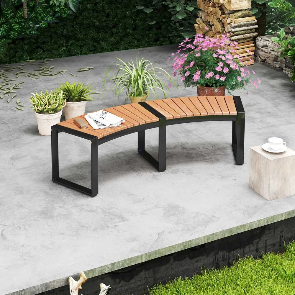 Promotions Lauko suoliukas, išlenktas, 146x58.4x45.7 cm, geltonas ir juodas