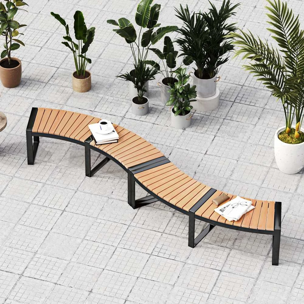 Promotions Lauko suoliukas, išlenktas, 146x58.4x45.7 cm, geltonas ir juodas