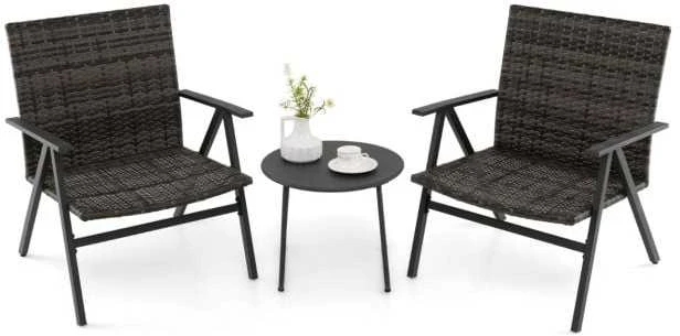 Lauko baldų komplektas Promotions Terasos bistro komplektas, 3 dalių, 65x62x80 cm fotelis, 45x45x37 cm stalas, pilka