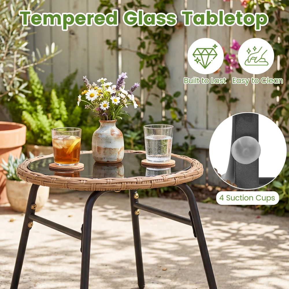 Lauko baldų komplektas Promotions Lauko terasos baldų komplektas 3 vnt. Stalas Ø45,7x40,6 cm Kėdės 59,7x57,2x73,7 cm Natūrali/balta
