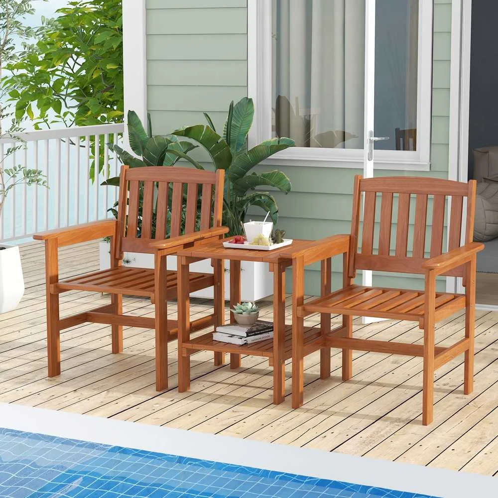 Lauko baldų komplektas Promotions Lauko bistro komplektas, 62.2x59.7x87.6 cm kėdė, 45.7x53.3x58.4 cm stalas, natūralus