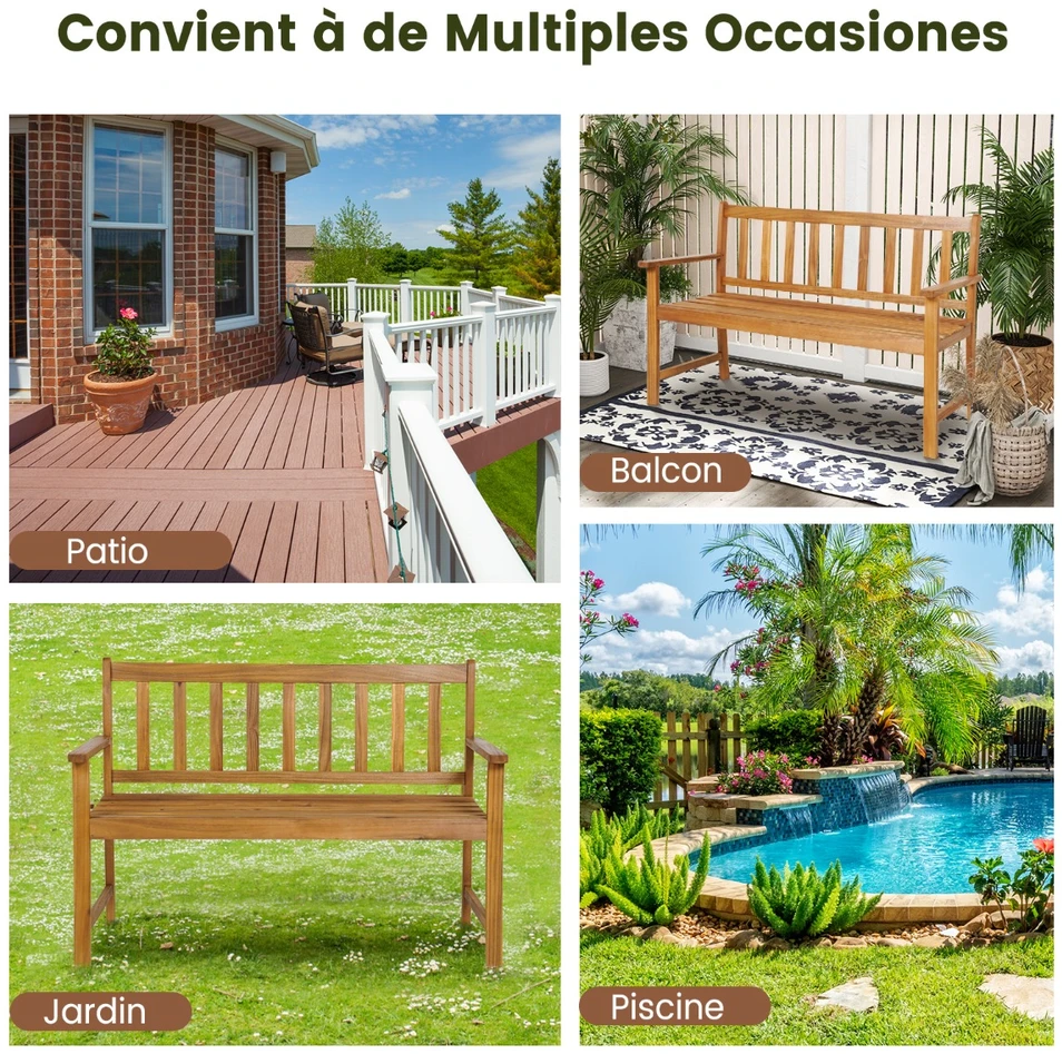 Lauko baldų komplektas Promotions Lauko suoliukas 2 asmenims 122x56x86 cm natūralus