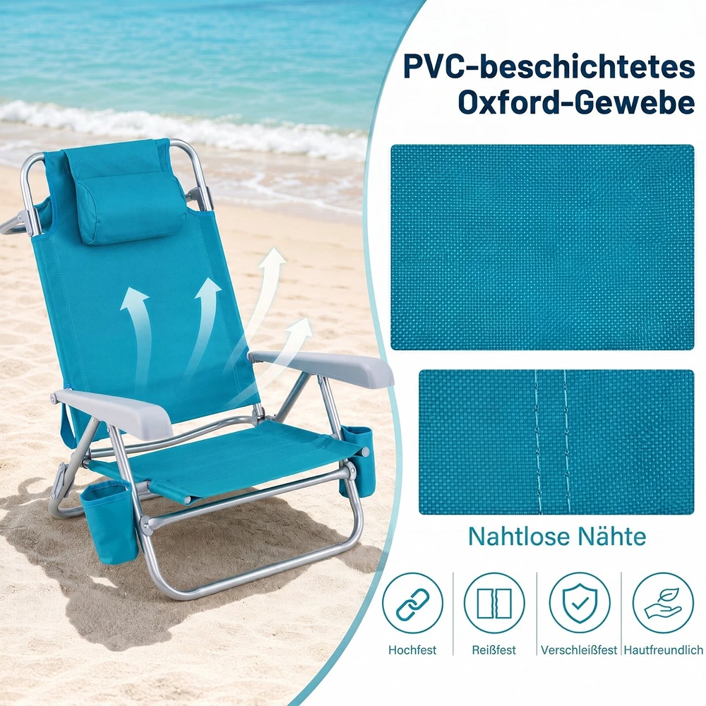Lauko baldų komplektas Promotions Paplūdimio kėdės, 2 dalių rinkinys, 60x69x24-78,5 cm, turkio spalvos