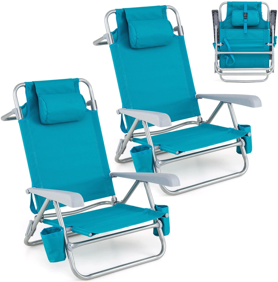 Lauko baldų komplektas Promotions Paplūdimio kėdės, 2 dalių rinkinys, 60x69x24-78,5 cm, turkio spalvos