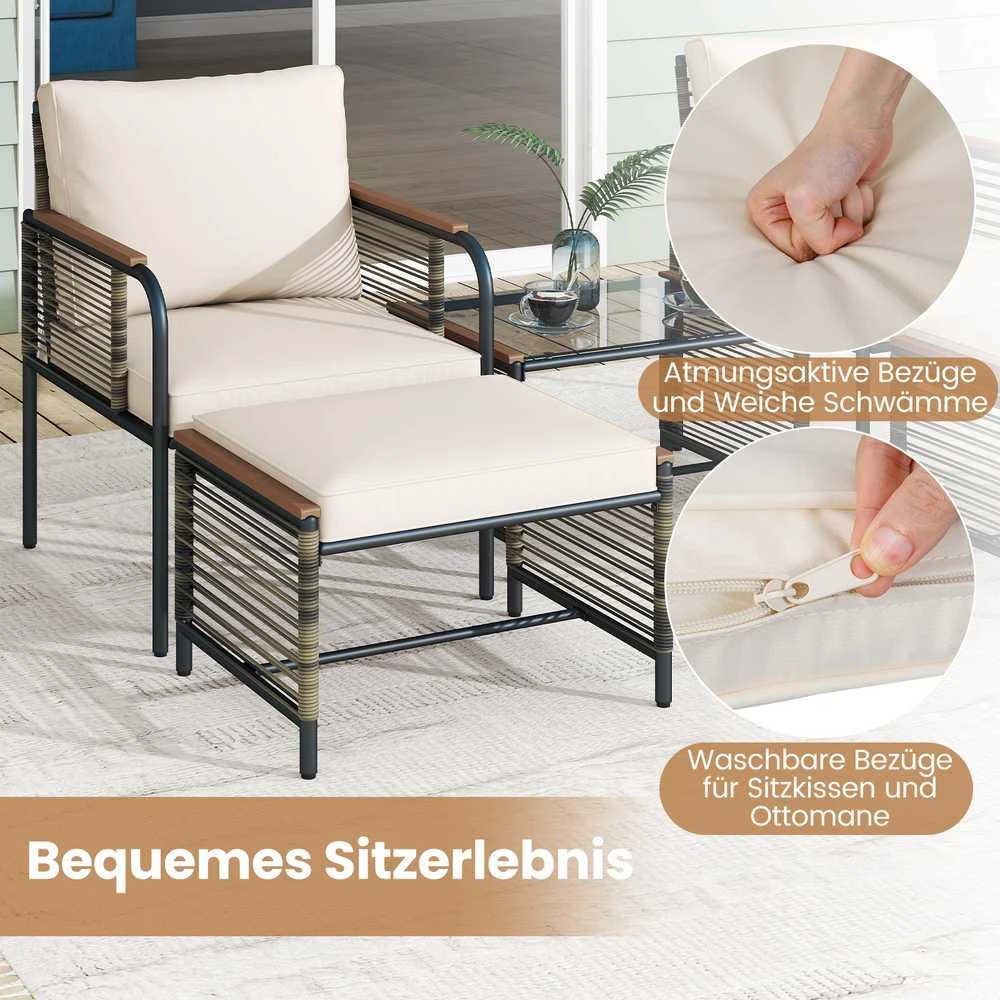 Lauko baldų komplektas Promotions Sodo baldų komplektas, 64x62x79 cm, smėlio spalvos, ratanas